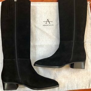 Aquatalia waterproof black suede knee high boots